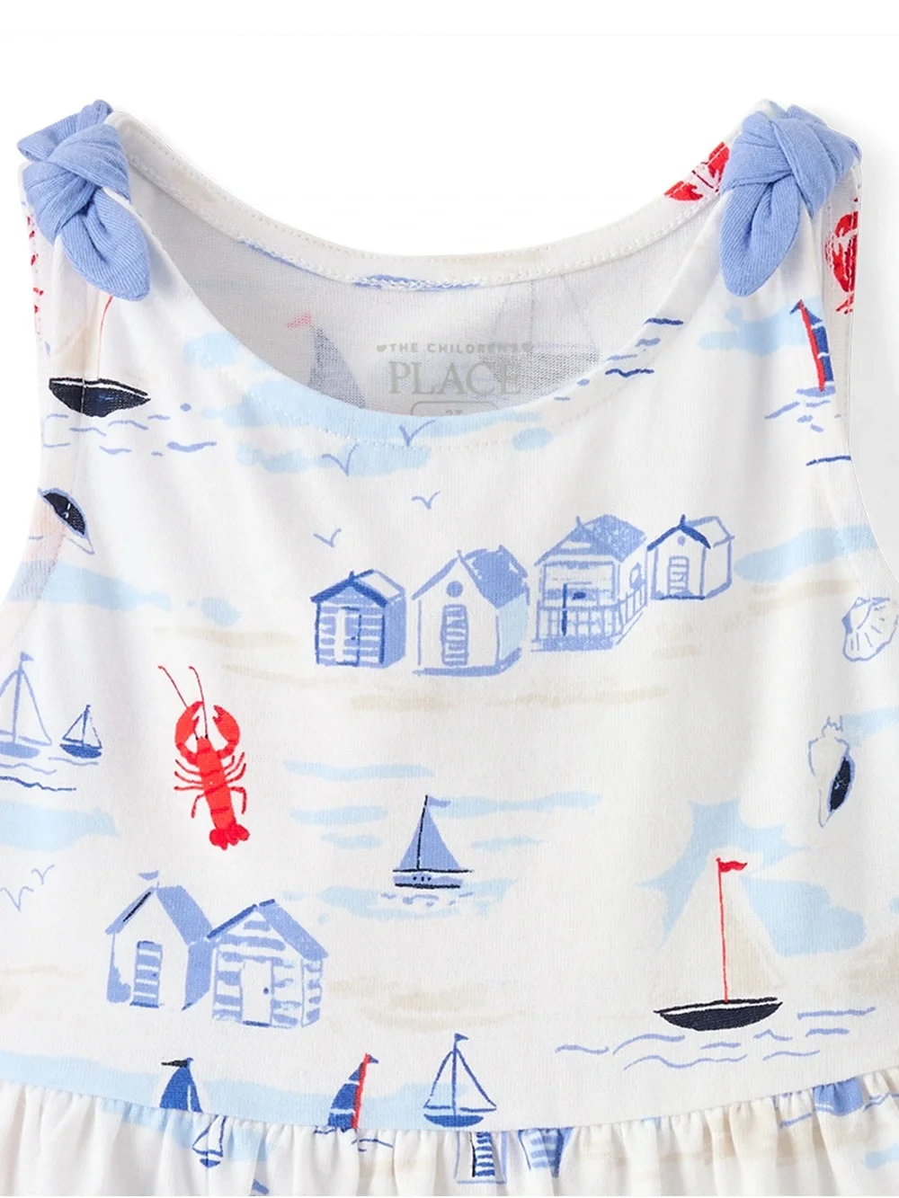 NWOT The Children's Place White Dress with Blue & Red Nautical Print
